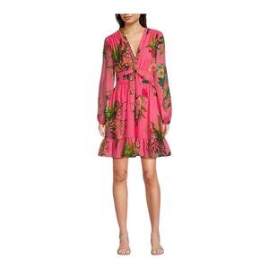 Alex Marie Shannon Tropical Floral Chiffon Ballon Sleeve ALine Dress Size 12 NWT